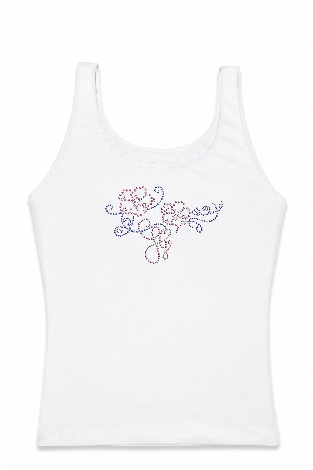 Flwr rhinestone fitted tank (Pre-order) - White