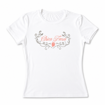 Fruit punch Chica Fresa Rhinestone Fitted Tee - White